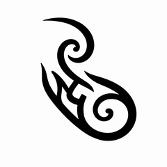 Fototapeta premium Minimalist Black Tribal Scroll Flourish Vector Illustration, Elegant Single Filigree Swirl Graphic for Decorative Design, Isolated Flat Art on White Background, Sophisticated Ornate Element