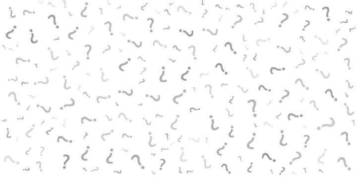 Question mark seamless pattern. Repeating interrogation patern. Hand drawn black simple icon on white sample background. Repeated modern wallpaper for design prints. Repeat swatch.