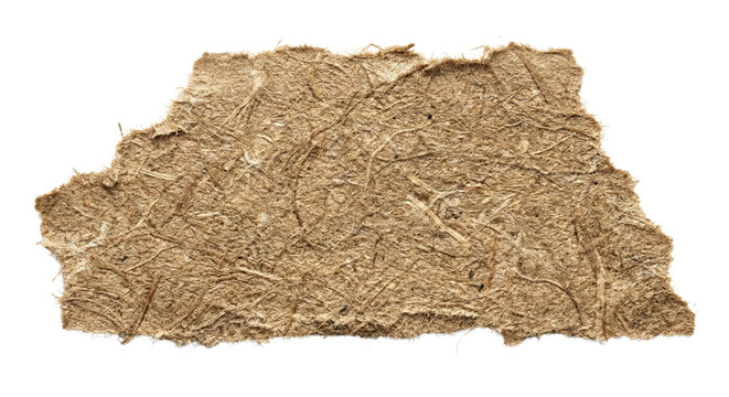 Tattered piece of handmade recycled rough fiber paper