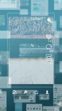 Close up vertical interface displaying curated social media content with engagement icons and metrics, emphasizing focused digital consumption and personalized recommendation systems in modern apps.