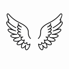 Obraz premium Minimalist angel wings vector icon isolated on white background for spiritual freedom concept