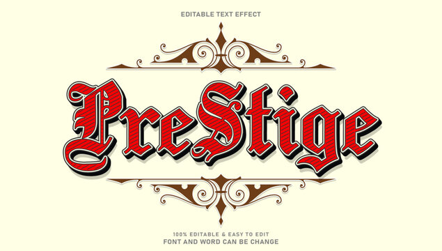 Vintage Victorian 3D Text Effect with Royal Red Ornaments