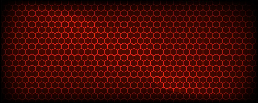 Abstract Red Light Hexagon Line in Grey Modern Luxury Futuristic Background