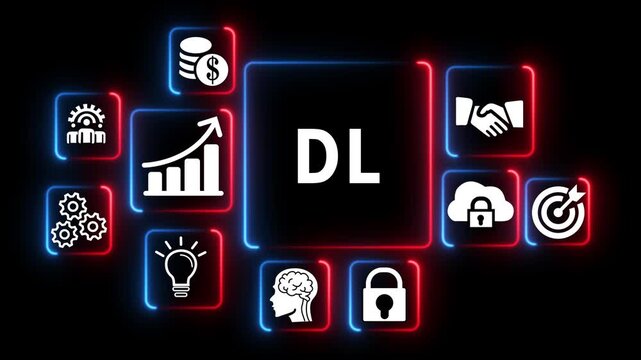 Digital learning and online education concept business and technology neon lights