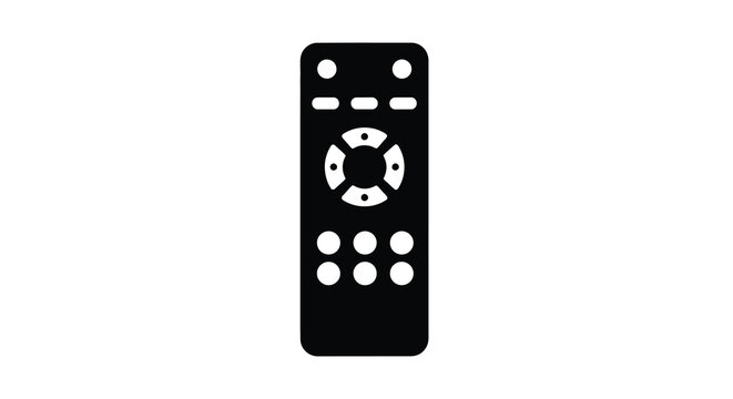 Simple black and white illustration of a modern television remote control