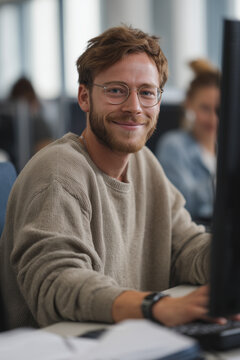 Webentwickler an seinem Arbeitsplatz