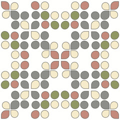 Fototapeta premium Abstract Geometric Pattern with Circular and Leaf Shapes