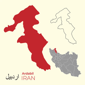 2D Falt Vector Map of Ardabil Province of Iran
