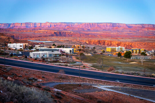 Page City Road View at Dusk from Hilltop in Arizona