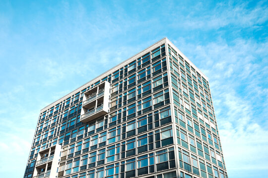 Low angle view of modern building facade