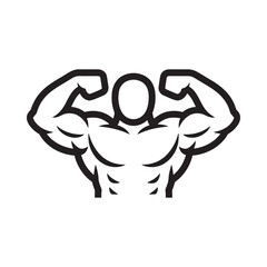 Obraz premium Black and white illustration of muscular arms and chest showcasing strength