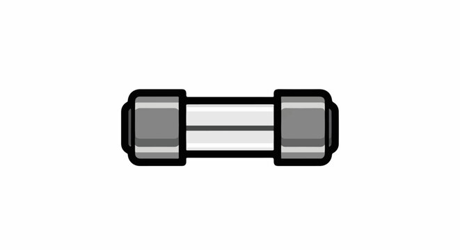 A simplified, stylized graphic of a cylindrical electrical fuse
