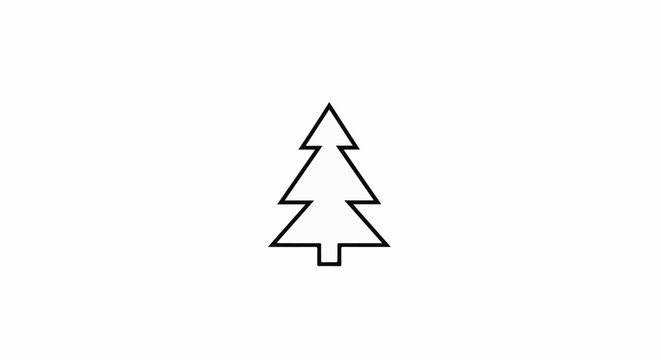 Simple black outline of a triangular conifer tree with a square base
