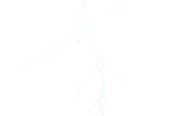 Fototapeta premium Lightning striking, forming an electrical discharge on transparent background, symbolizing storm, power, and energy