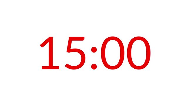 20 second digital red color countdown timer animation on clean white background for bold modern visuals