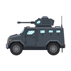 Fototapeta premium Armored Military Vehicle with Cannon - Vector Illustration