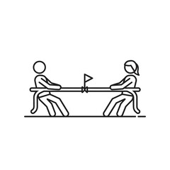 Obraz premium Tug of War Competition Icon: Two Stick Figures Pulling Rope, Symbolizing Conflict and Strength