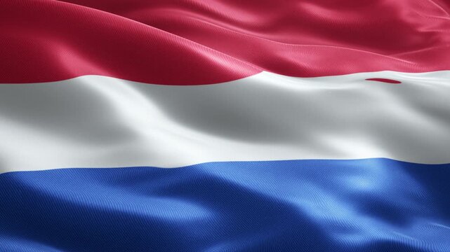 Netherlands Flag Loop Animation, Soccer Championship Background, Seamless Waving Cloth
