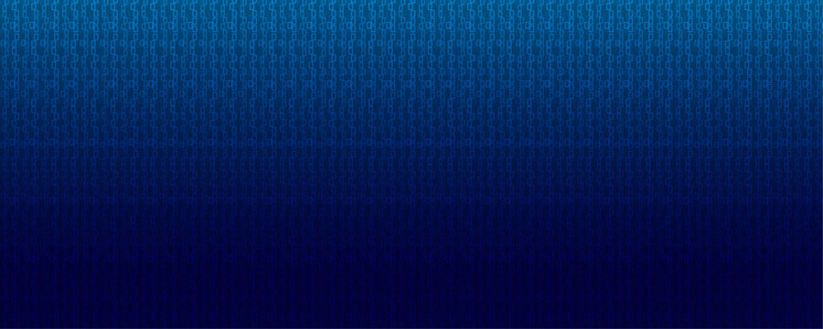 Binary code rain background with blue matrix effect and digital data stream
