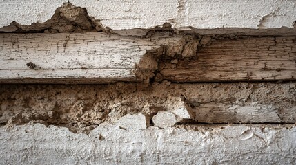 Fototapeta premium Termites gnawing through wooden beams, causing structural damage in an old house.