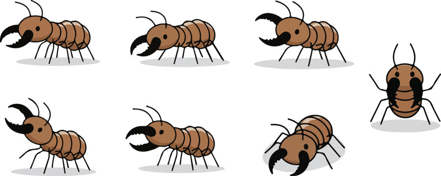 vector illustration of termite funny cute cartoon mascot character cartoon with 6 poses 02
