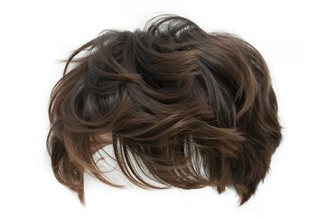 Naklejka premium Brown short wavy hair short hair brown hair isolated