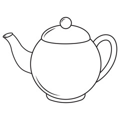 Obraz premium Teapot , kettle, tea kettle and tea cup line icon isolated on white background. Vector illustration.