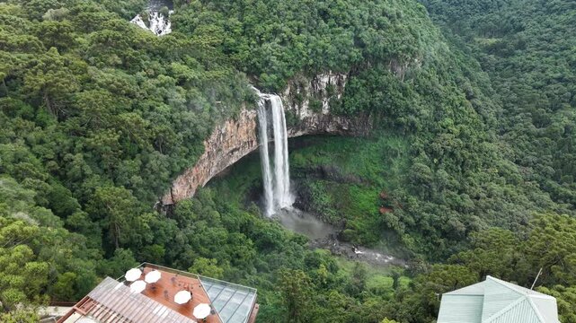 Aerial view of Caracol Cascade - Canela, Rio Grande do Sul, Brazil