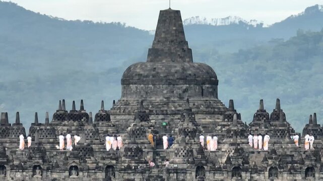 Pradaksina at Borobudur Temple topmost The Stupa