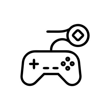A minimalist vector graphic of a gaming controller with a joystick