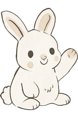 Obraz premium Cute Watercolor Bunny Rabbit Hand Painted Woodland Animal Nursery Clipart on Transparent Background 