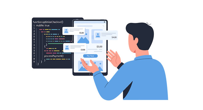 Application interface design displaying financial transactions with code and user interaction