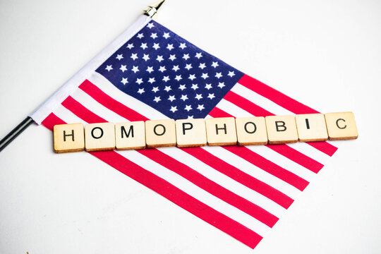 The American Flag With A Homophobic Sign Across
