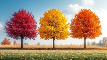 Autumn trees colorful landscape