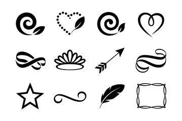 Fototapeta premium Collection of twelve unique vector symbols and icons.