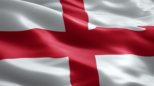 England Flag Loop Animation, Football Championship Background, Seamless Waving Cloth