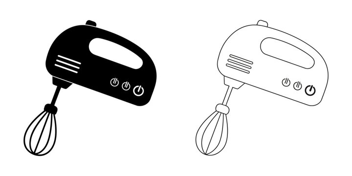 Vector of a hand mixer in with whisk attachments