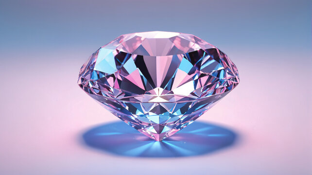 Brillanter Schliff Diamant mit blau rosa Farbschema