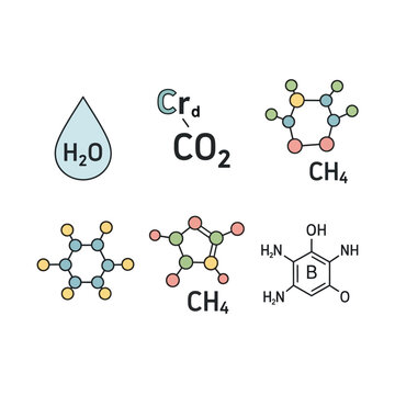 Molecular structures of chemical compounds.