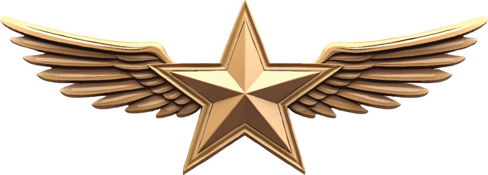 3d vector logo of an army star with wings, transparent background