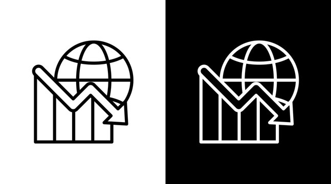 Economic Downturn White Icon Set Design