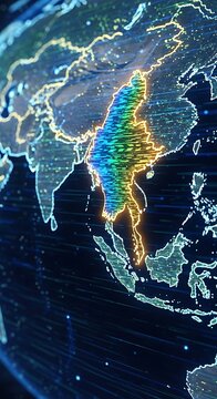 Illuminated Myanmar - A Detailed Geographic Visualization.