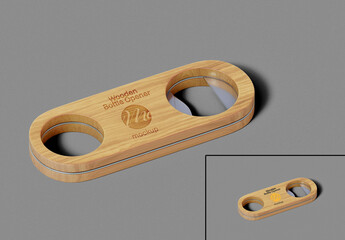 Wooden Bottle Opener Bar Mockup