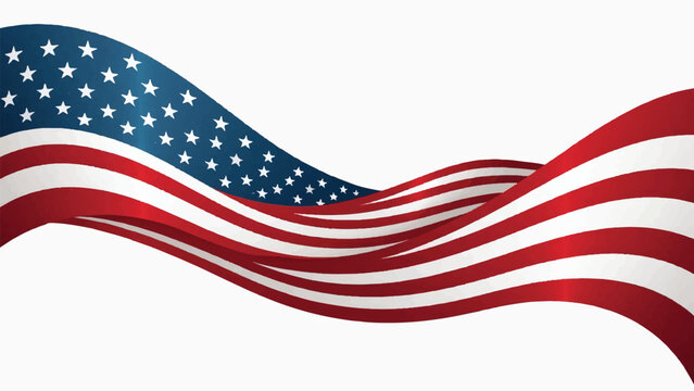 American flag wave, USA patriotic symbol, red white blue colors, vector illustration