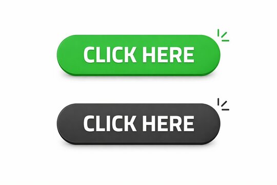 Two contrasting clickable buttons with different color schemes and sparkle accents