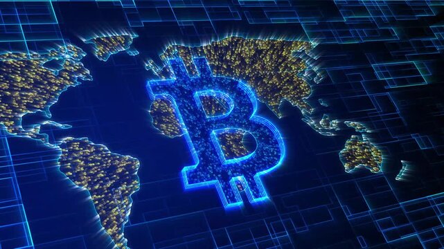 Bitcoin world map illustration