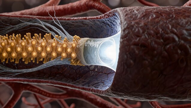 Medical stent deployment inside a human blood vessel or artery
