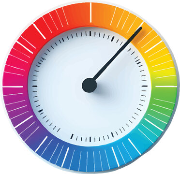 an illustration of an empty and blank speedometer with different colors, on a transparent background