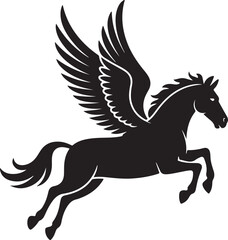 Fototapeta premium Pegasus Winged Horse,Mythical Creature Silhouette Vector Design