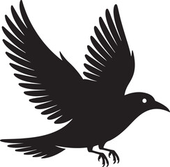 Obraz premium Flying Bird Silhouette,Spread Wings Black Vector Illustration